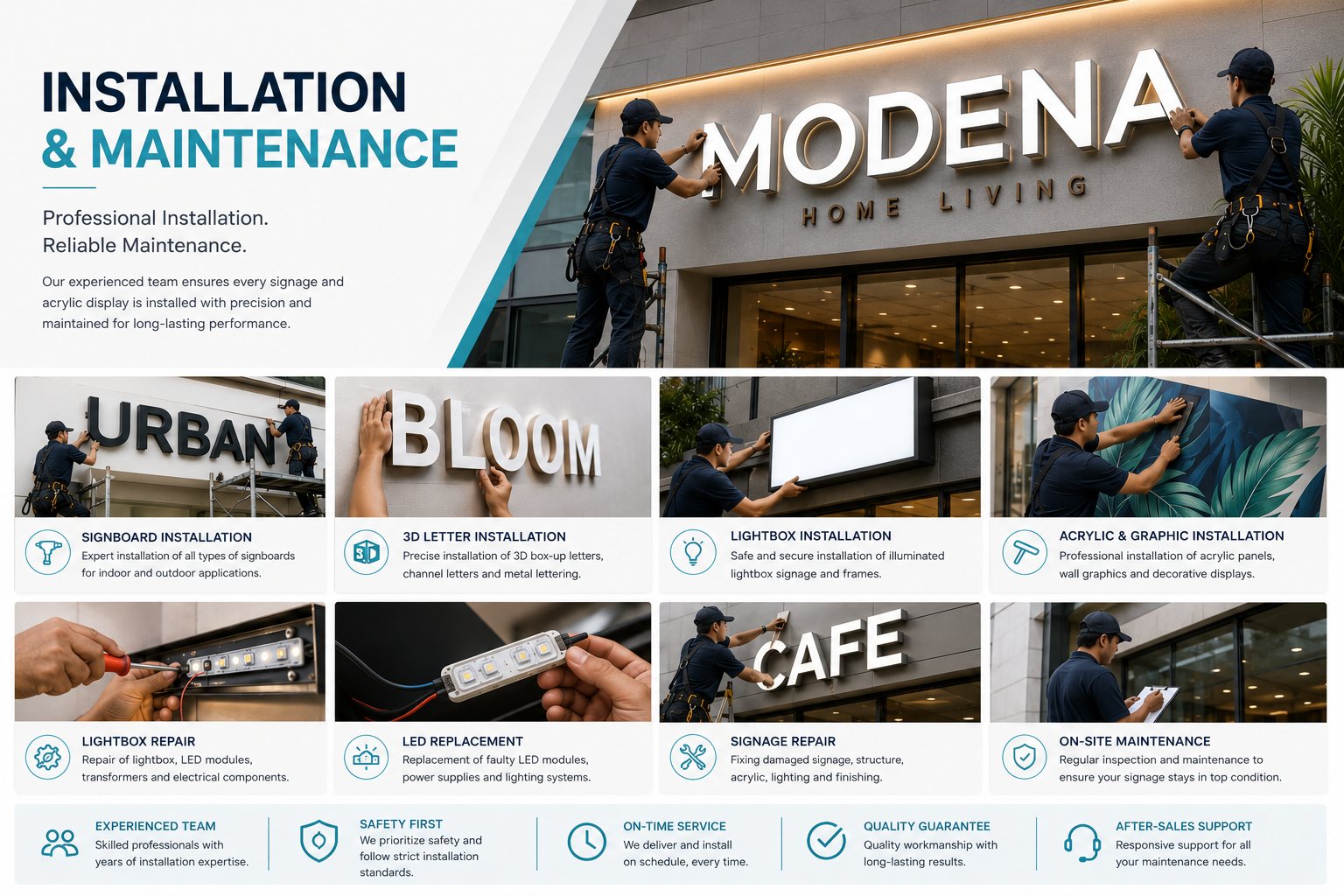 Installation & maintenance — JeRaff Arcylic & Installation