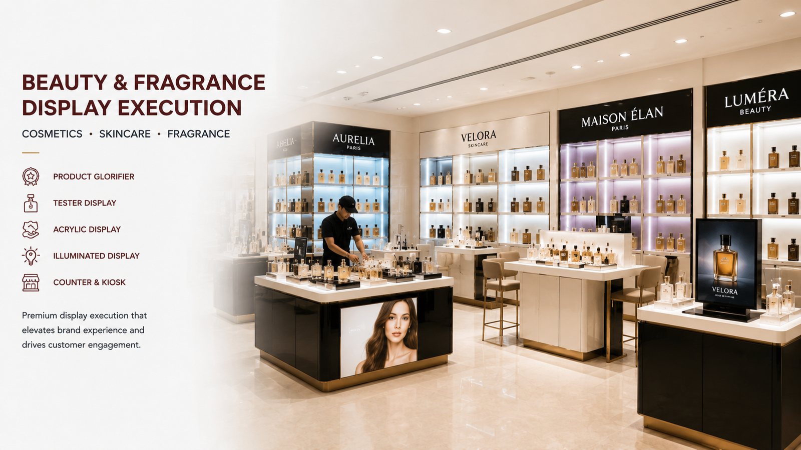 Beauty & fragrance display execution — Nexa JeRaff Atelier