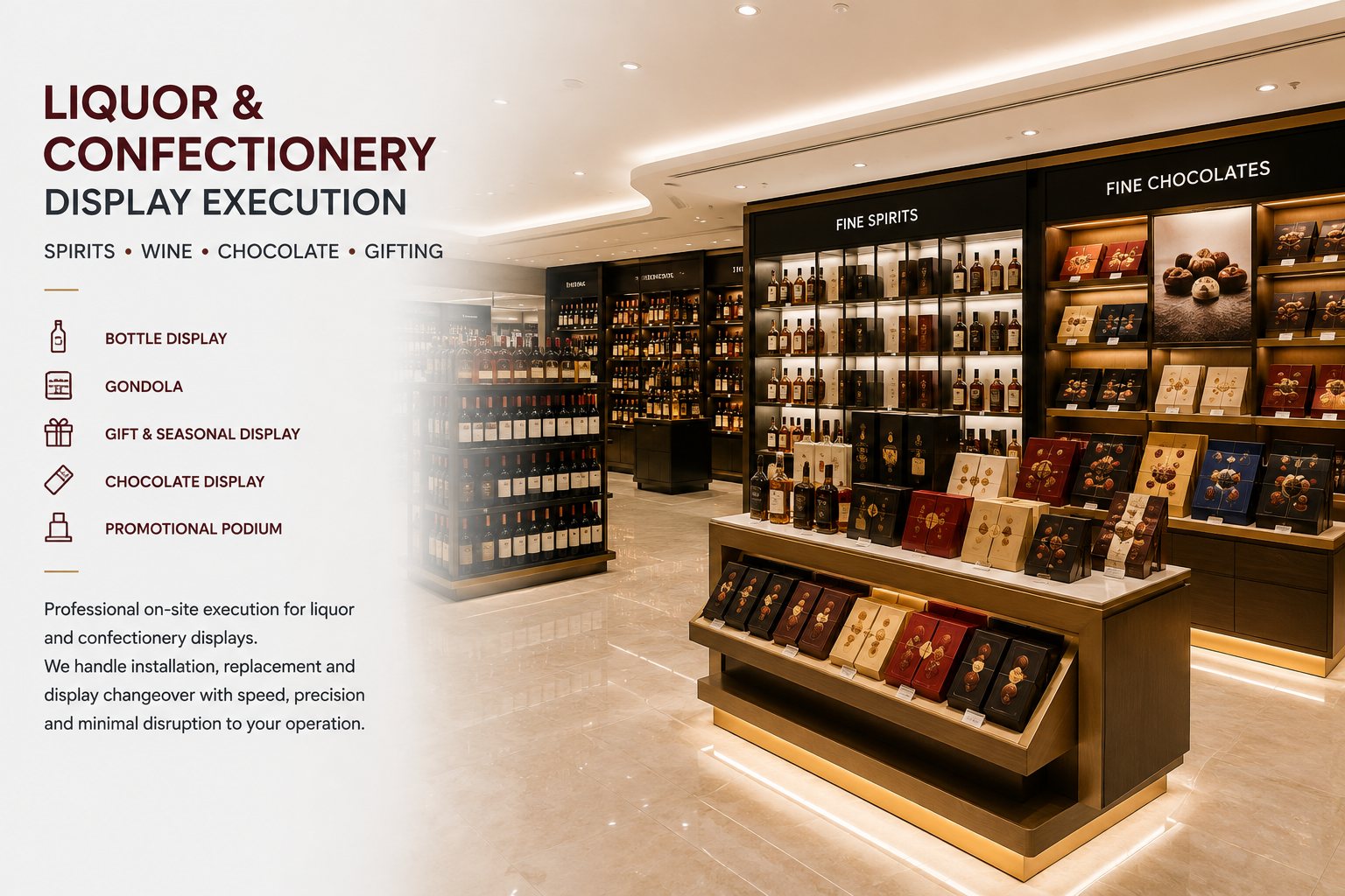 Liquor & confectionery display execution — Nexa JeRaff Atelier